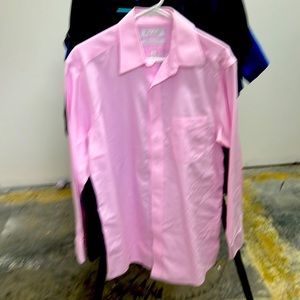 Mens Roundtree and Yorke Gold Label fitted dress shirt 15 1/2 33 Pink